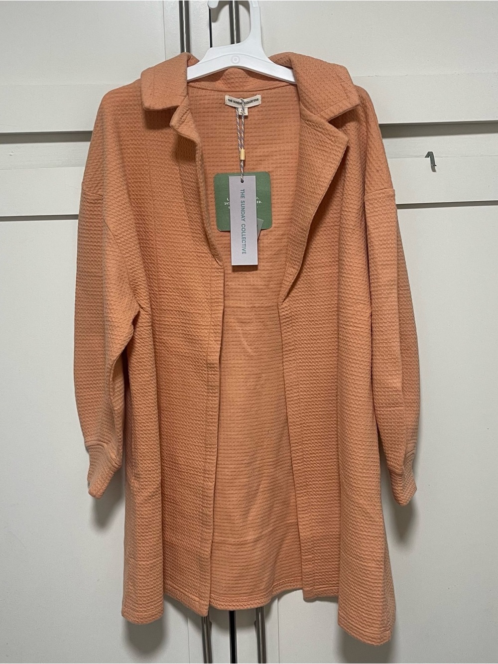 THE SUNDAY COLLECTIVE coral 💯 organic cotton CHILD’S CARDIGAN Sz 6/7 NWT *FLOW!!